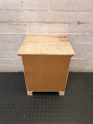 Rustic Whitewashed Wooden Side Table with Drawers – back view