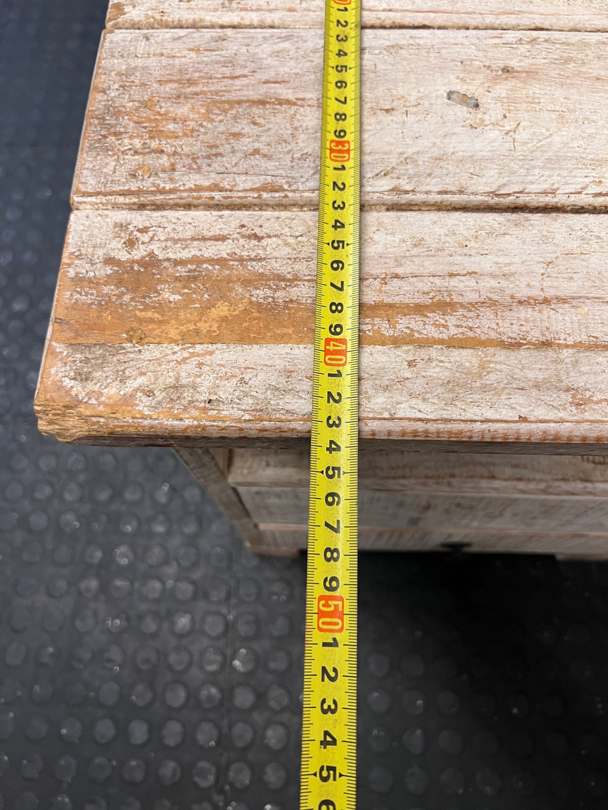 Rustic Whitewashed Wooden Side Table with Drawers – depth measurement