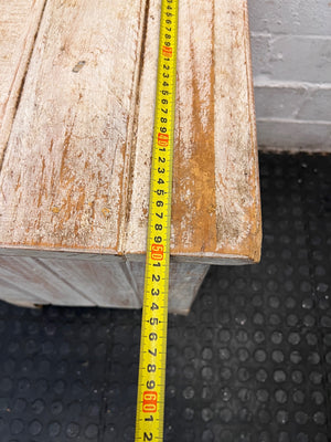 Rustic Whitewashed Wooden Side Table with Drawers – width measurement