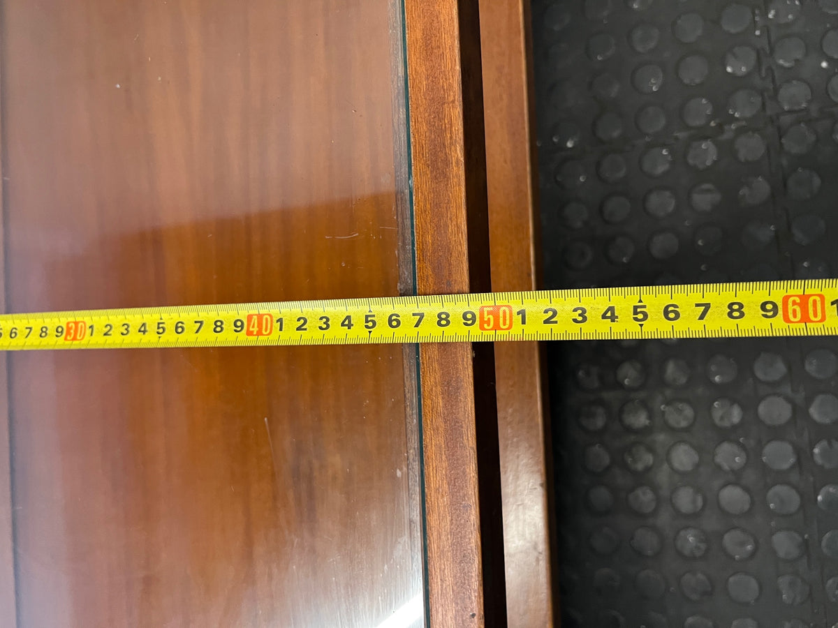 Mid-Century Style Wooden Coffee Table with Glass Top – depth measurement