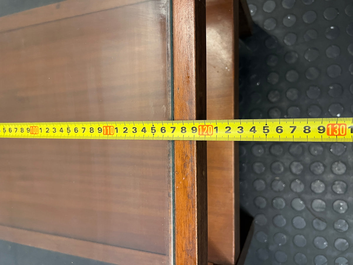 Mid-Century Style Wooden Coffee Table with Glass Top – width measurement