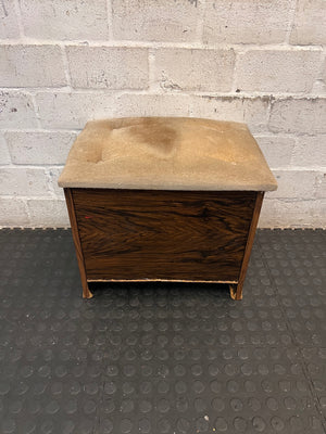Tufted Corduroy Ottoman with Dark Wood Grain Finish – main front view