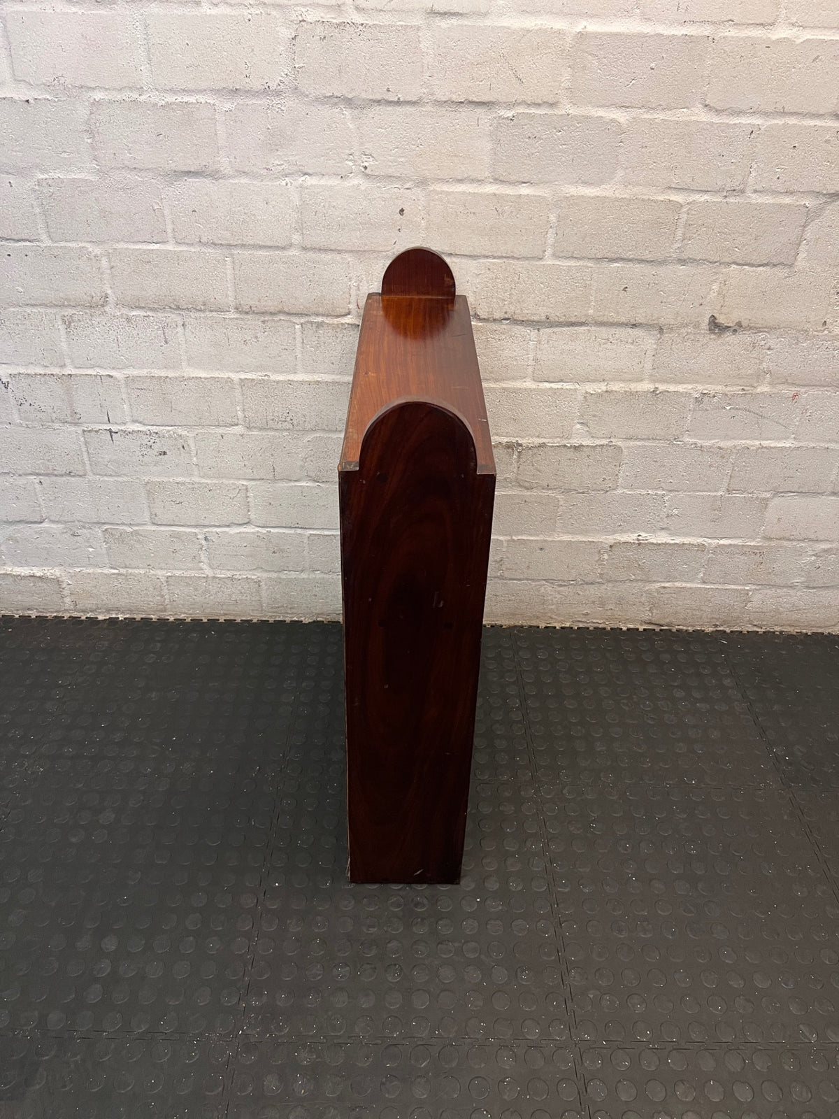 Wooden Bookshelf with Scalloped Detail – back view