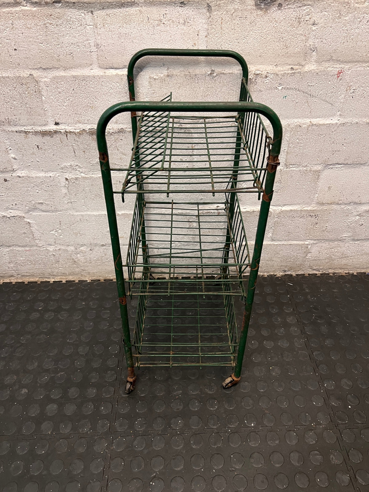 Green 3-Tier Metal Wire Utility Trolley – back view