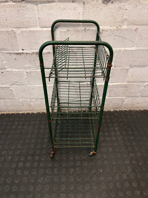 Green 3-Tier Metal Wire Utility Trolley – back view