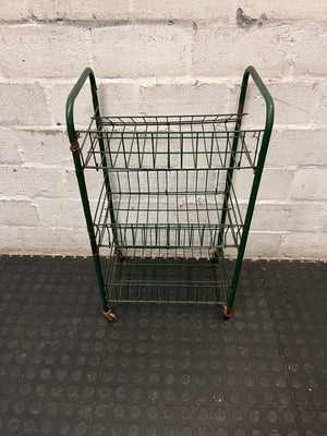 Green 3-Tier Metal Wire Utility Trolley – condition detail
