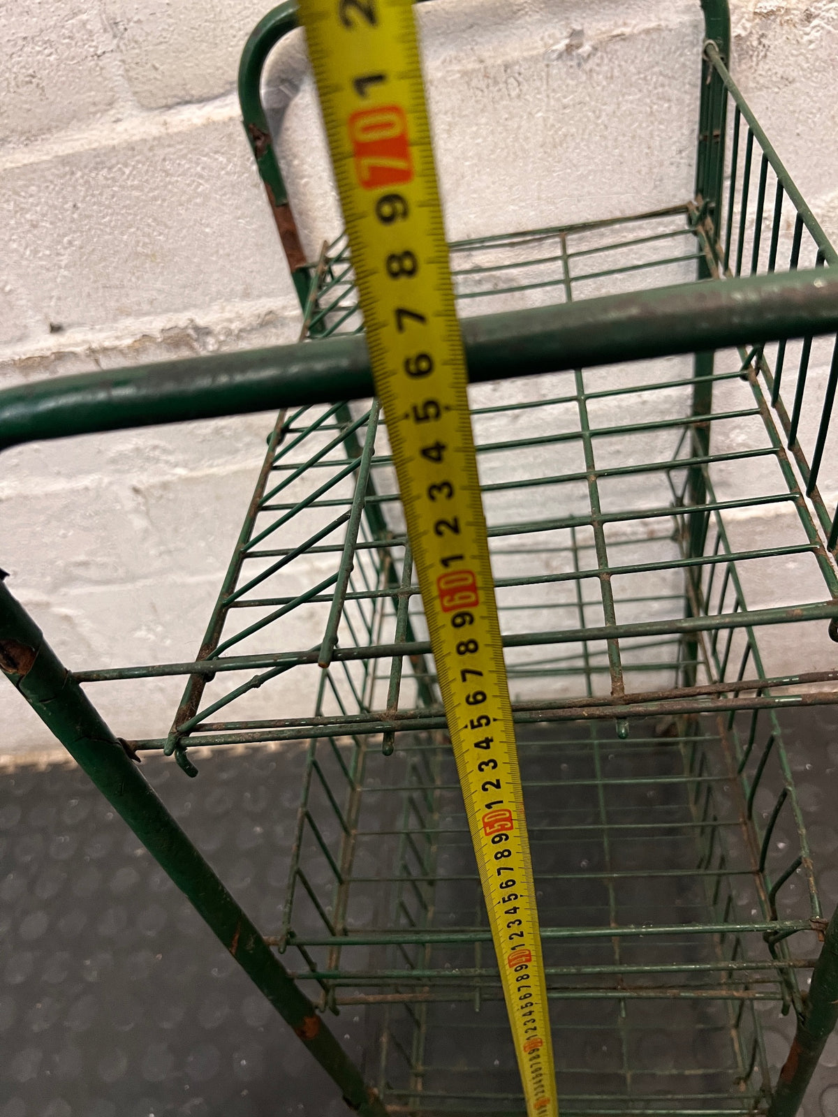 Green 3-Tier Metal Wire Utility Trolley – height measurement