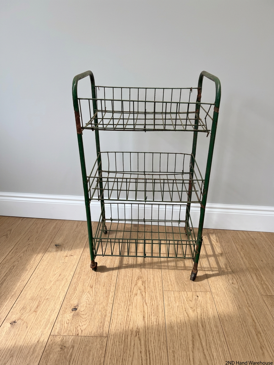 Green 3-Tier Metal Wire Utility Trolley – styled product image