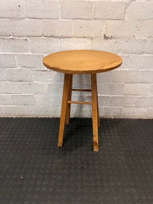 Round Wooden Side Table with Cross-Stretcher Base – main front view