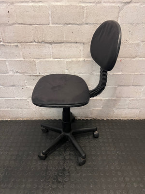 Black Fabric Typist Office Chair on Castors – back view