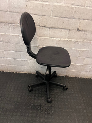 Black Fabric Typist Office Chair on Castors – side view