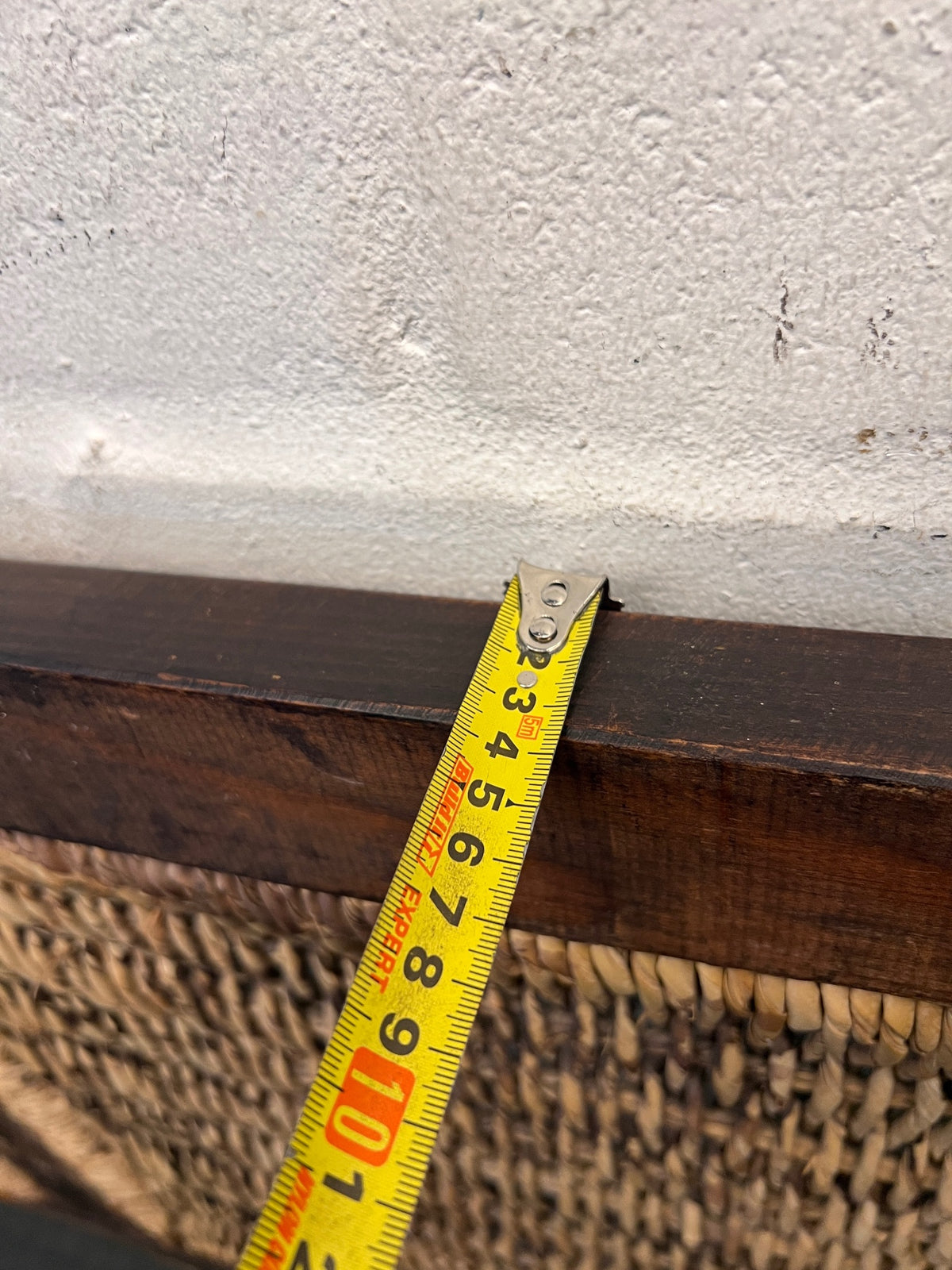 Rustic Wooden and Woven Wicker Queen Headboard – depth measurement