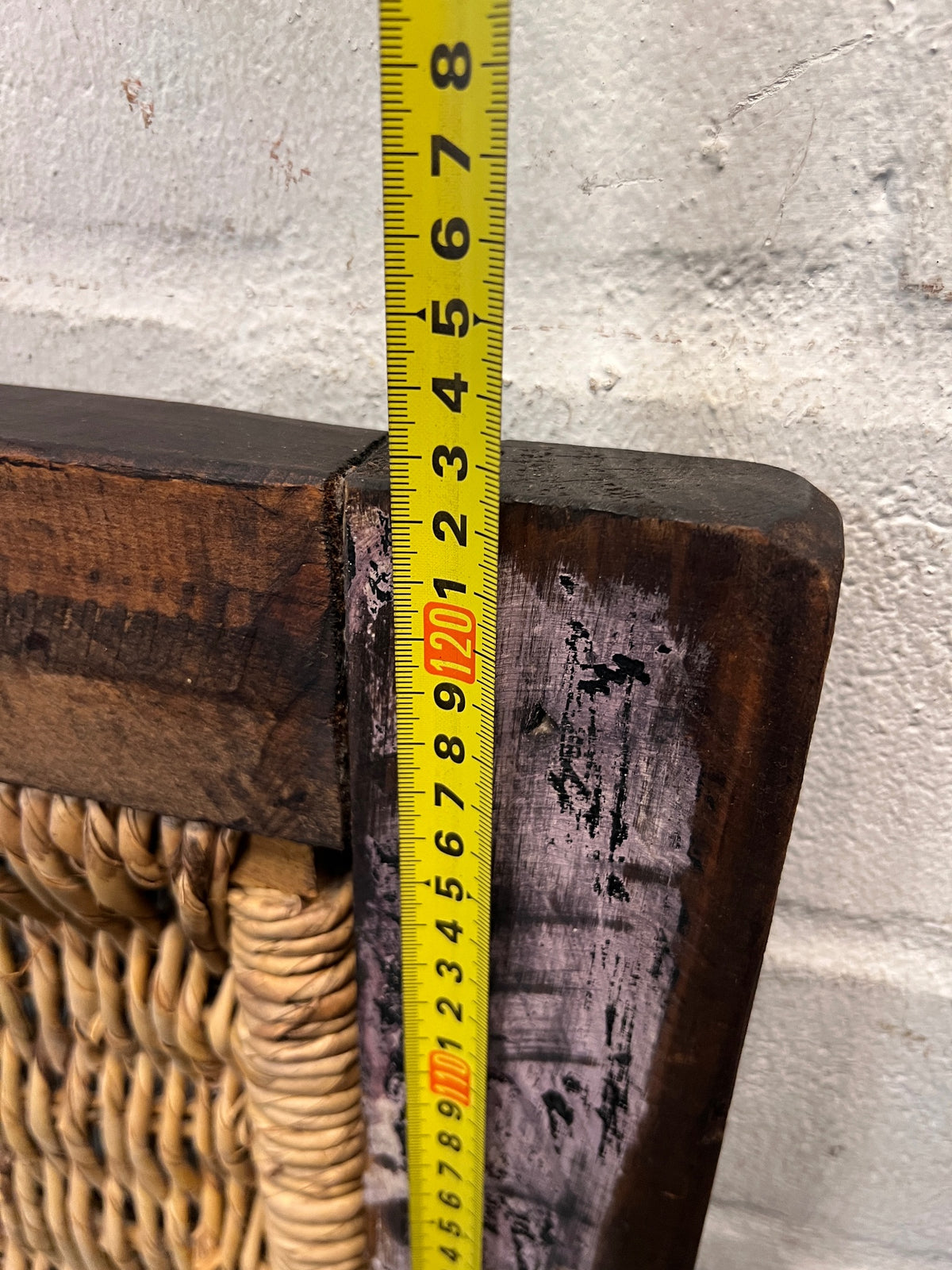 Rustic Wooden and Woven Wicker Queen Headboard – height measurement