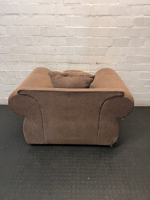 Brown Ribbed 1 Seater Couch with Scrolled Arms – top view