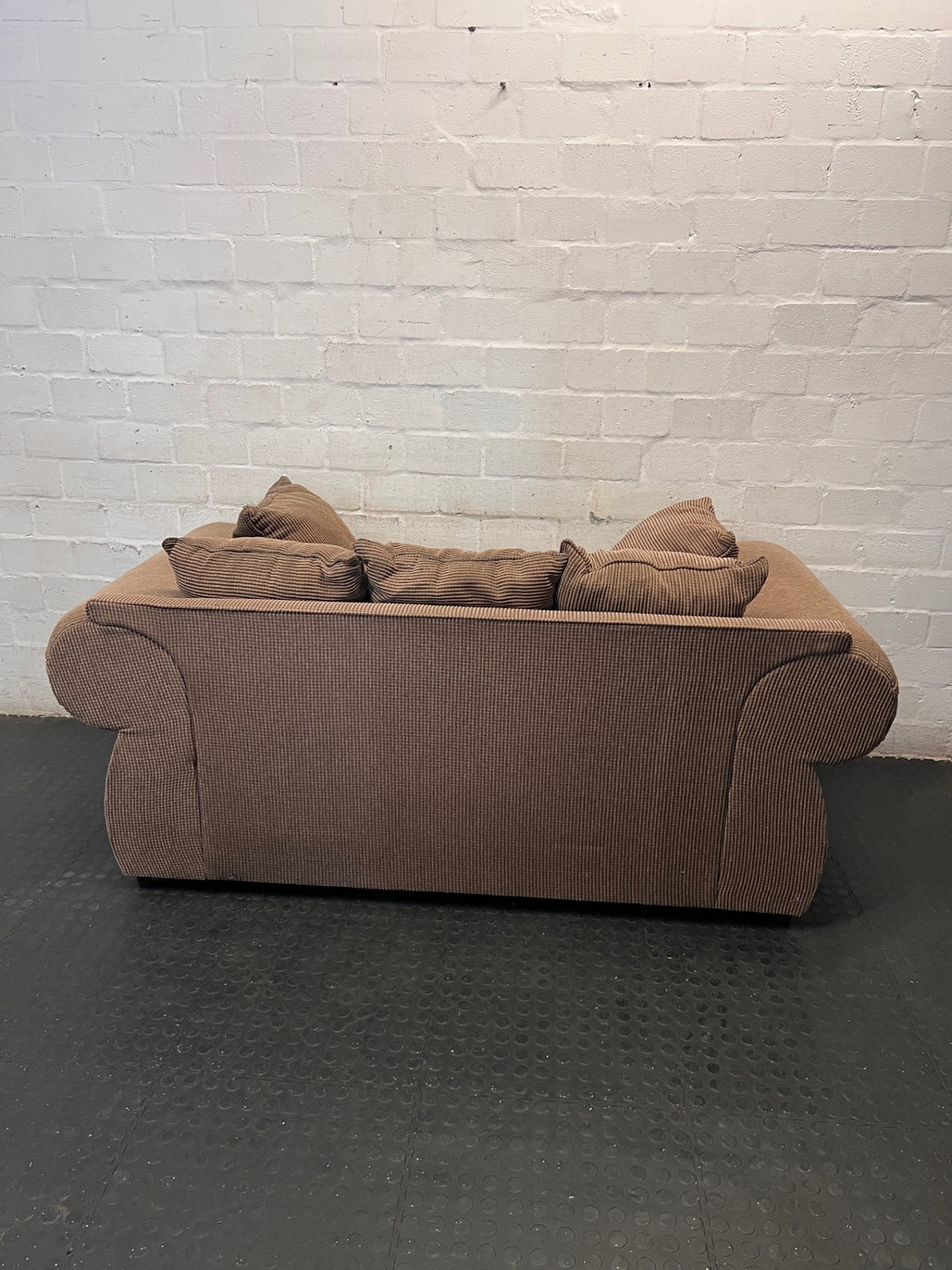 Upholstered 2 Seater Couch with Studded Roll Arms – condition detail