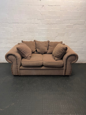 Upholstered 2 Seater Couch with Studded Roll Arms – main front view