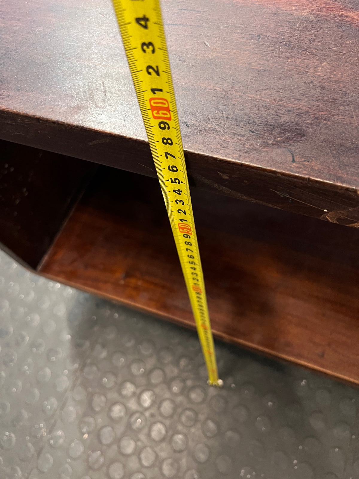 Solid Wood Rectangular Coffee Table on Wheels — Good Working Order – height measurement