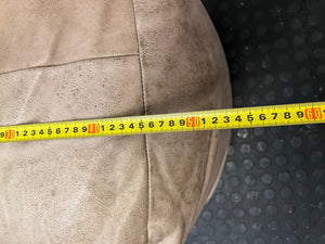 Natural Square Leather Ottoman – depth measurement
