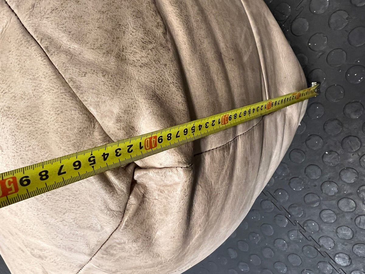 Natural Square Leather Ottoman – height measurement