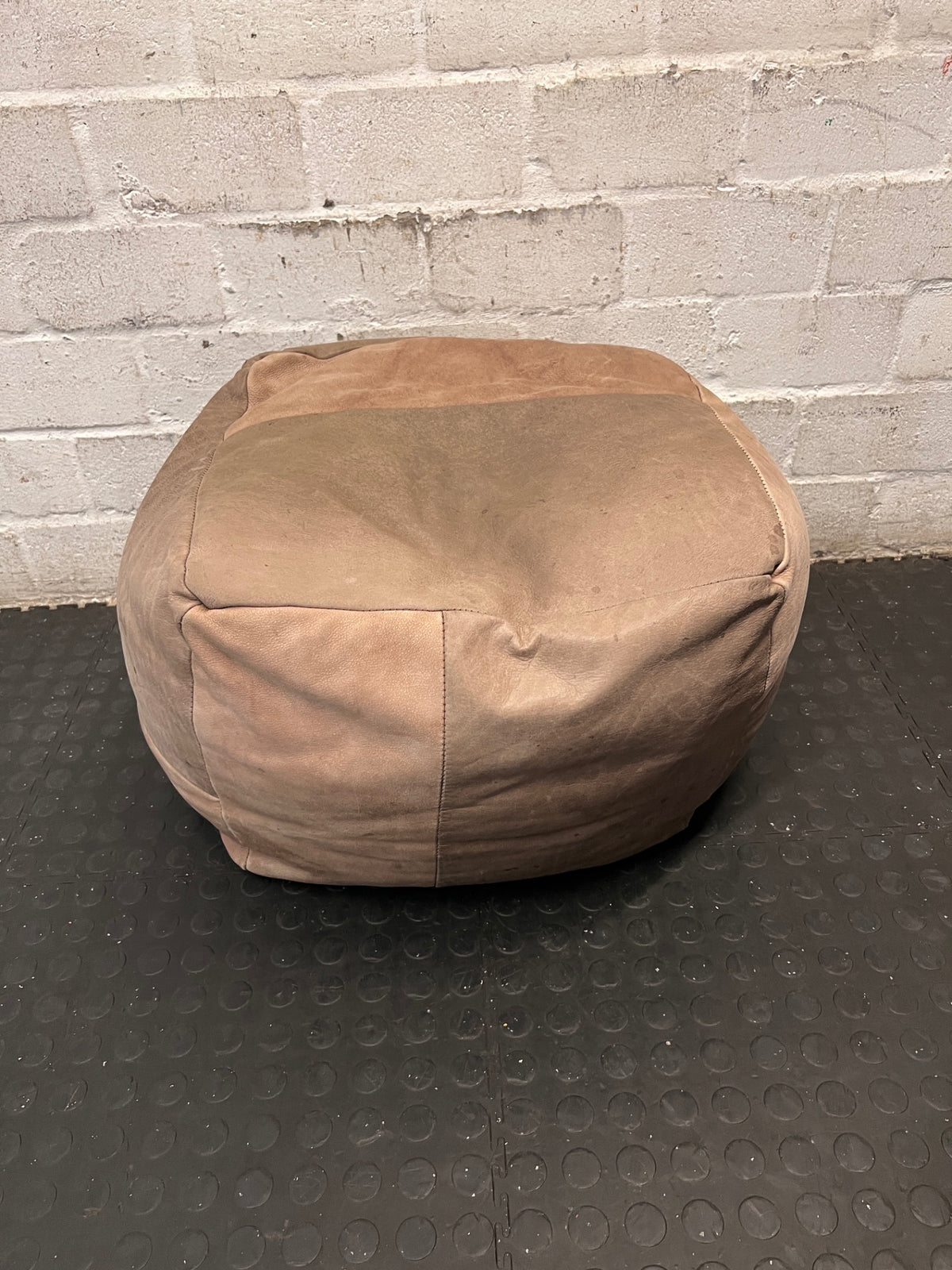 Patchwork Tonal Leather Ottoman – condition detail
