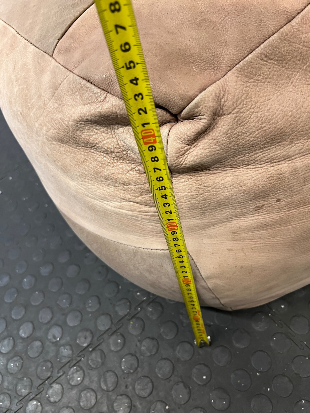 Patchwork Tonal Leather Ottoman – height measurement
