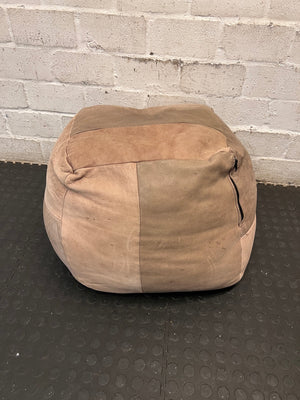 Patchwork Tonal Leather Ottoman – main front view