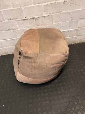 Patchwork Tonal Leather Ottoman – side view