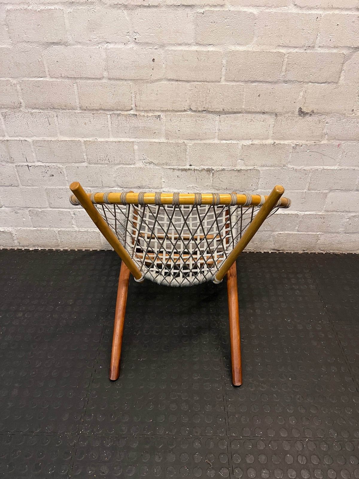 Natural Wood and Woven Rope Hoop Chair — Good Working Order – condition detail