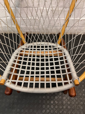 Natural Wood and Woven Rope Hoop Chair — Good Working Order – top view