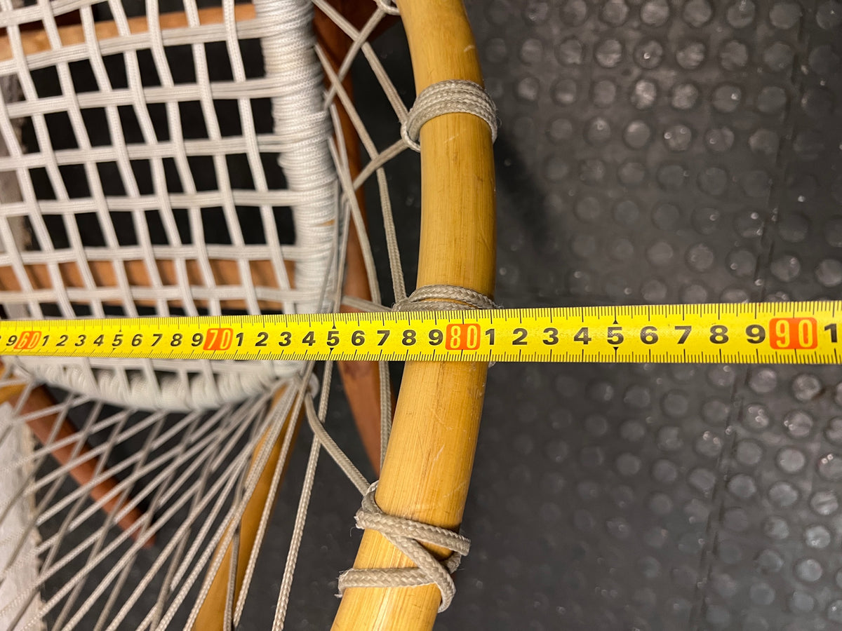 Natural Wood and Woven Rope Hoop Chair — Good Working Order – width measurement