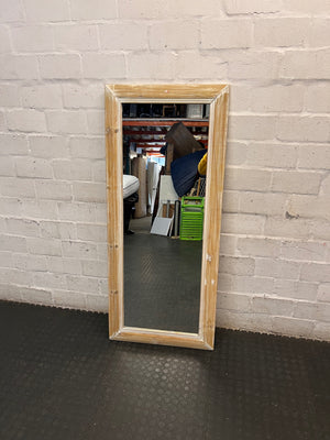Rustic Oak Framed Wall Mirror — Good Condition Oak Mirror – main front view