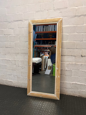 Rustic Oak Framed Wall Mirror — Good Condition Oak Mirror – side view