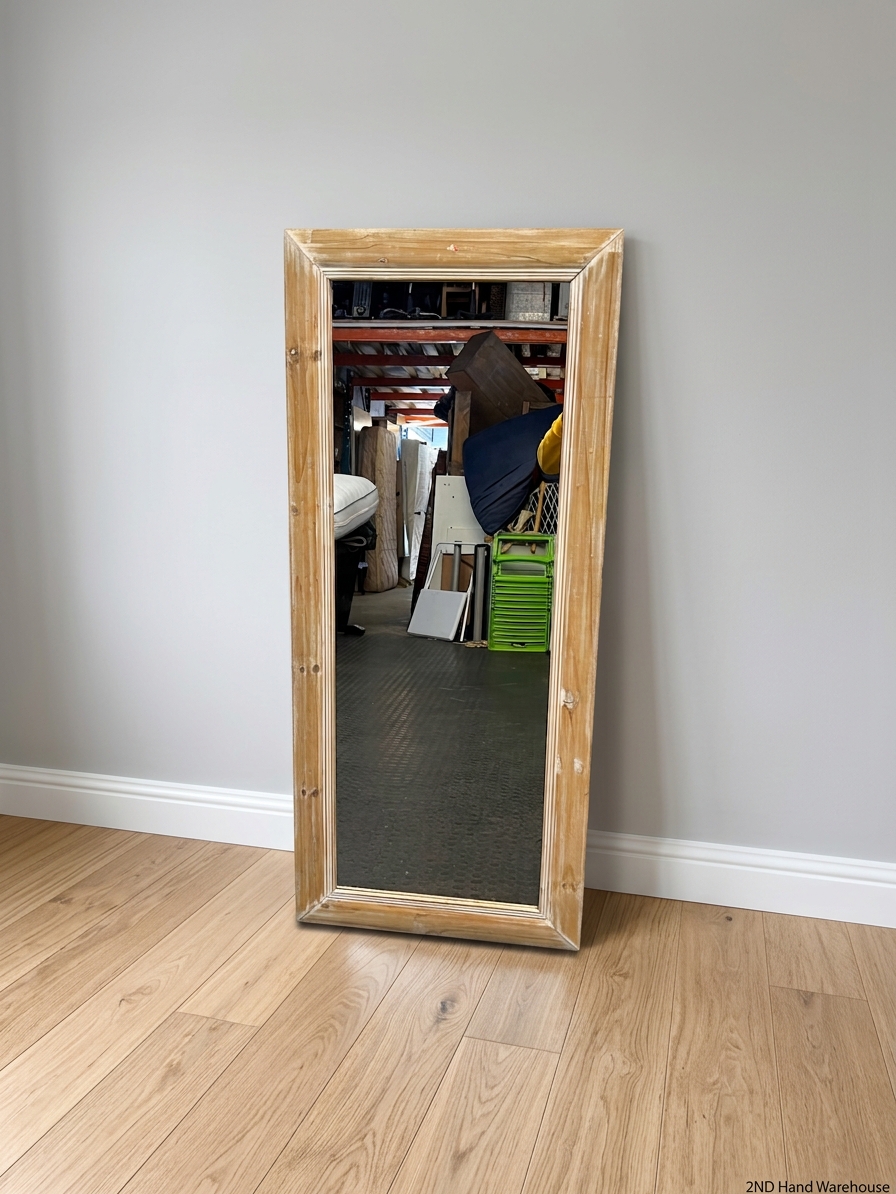 Rustic Oak Framed Wall Mirror — Good Condition Oak Mirror – styled product image