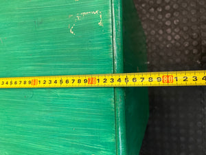 Green Four-Drawer Chest with Musical Note Motifs — Well Used with Aged Painted Finish – width measurement