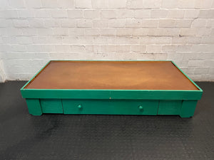 Green Box-Style Single Bed Frame — Fair Condition with Surface Wear – condition detail