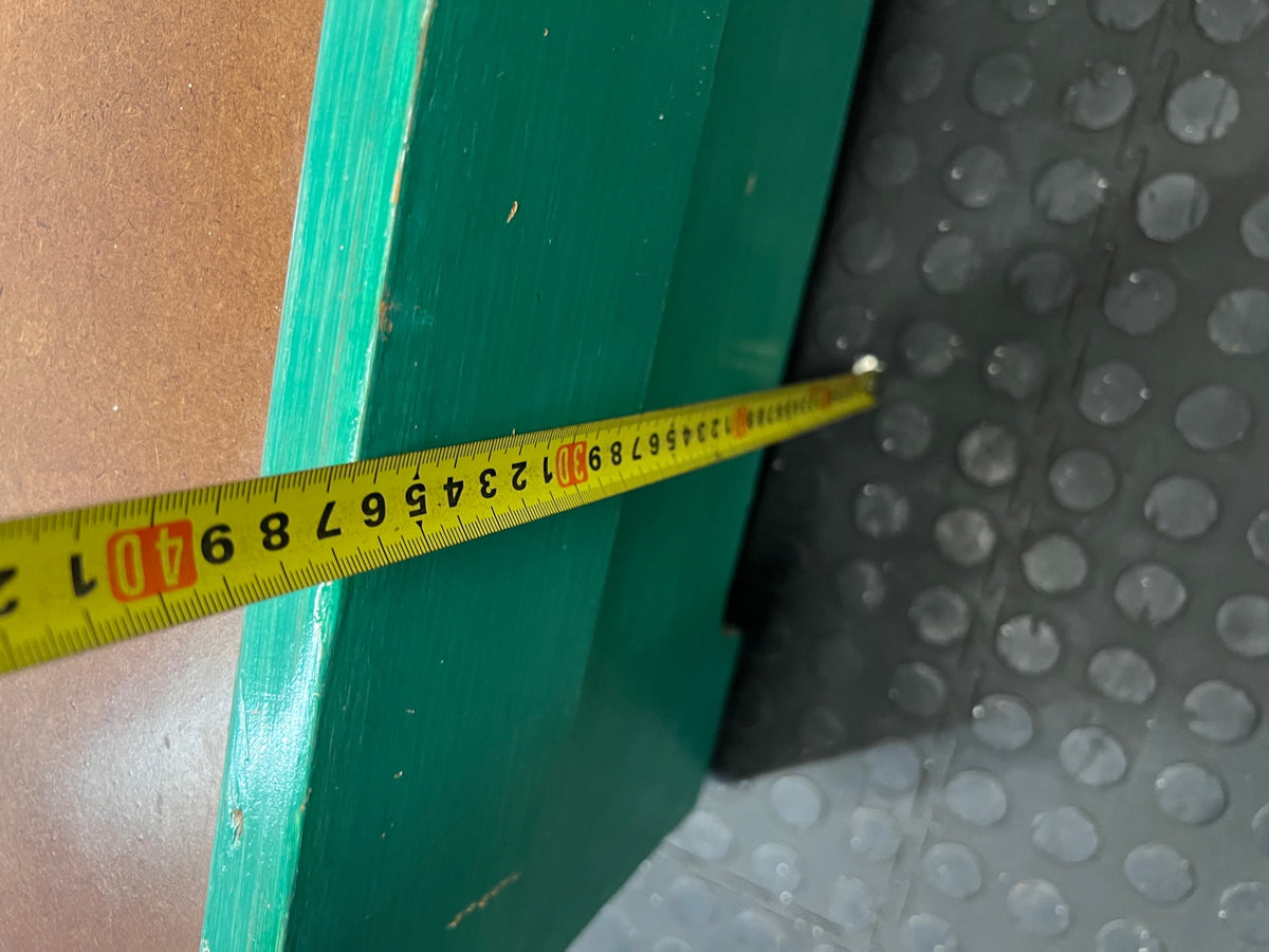 Green Box-Style Single Bed Frame — Fair Condition with Surface Wear – height measurement