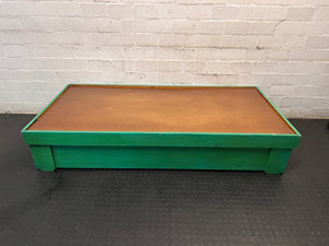 Green Box-Style Single Bed Frame — Fair Condition with Surface Wear – top view