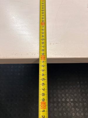 Large Two-Tone Dining Table with Dark Pedestal Legs — Well Used Condition – depth measurement