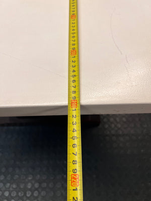 Large Two-Tone Dining Table with Dark Pedestal Legs — Well Used Condition – width measurement