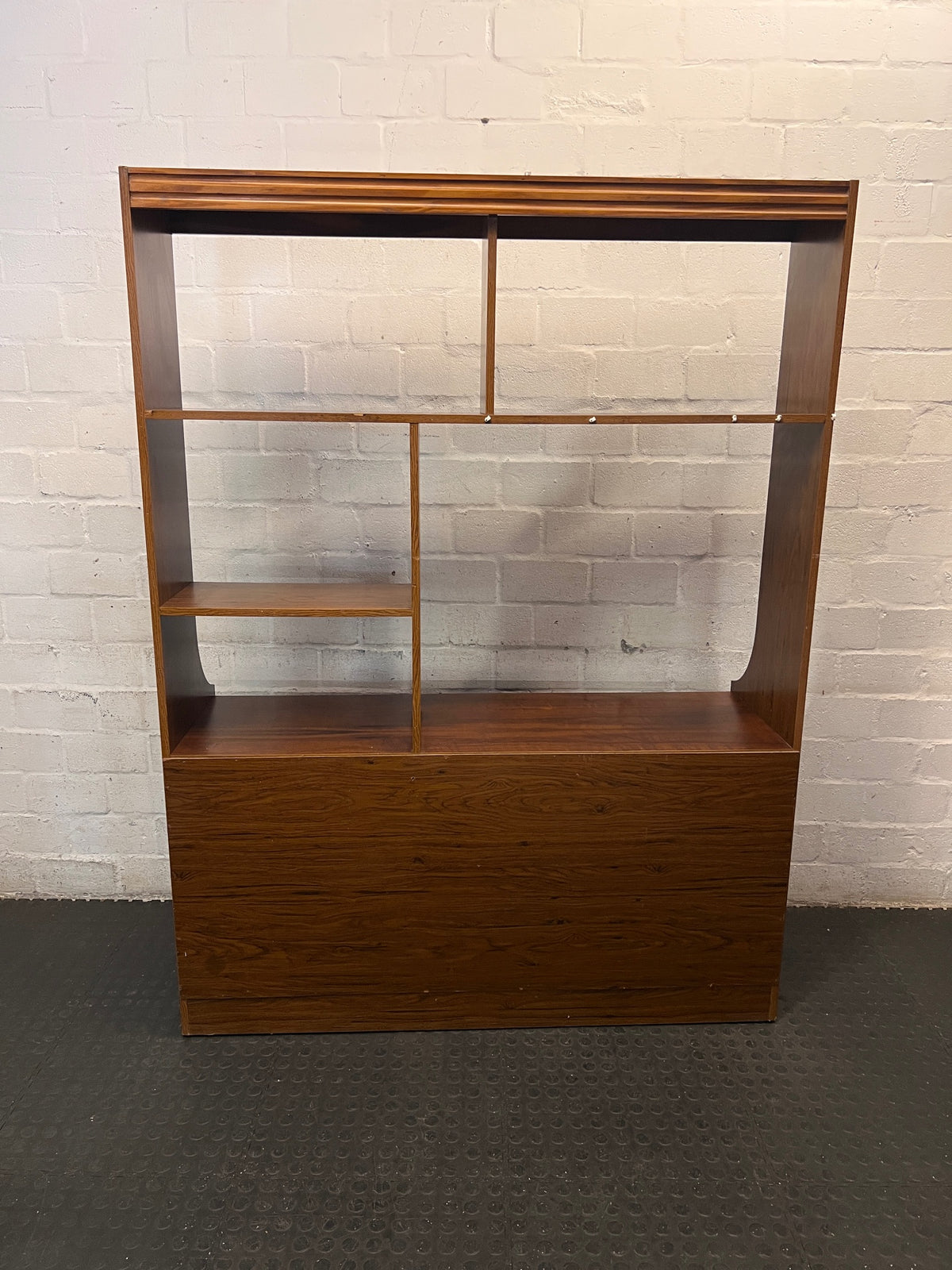 Mid-Century Style Wooden Wall Unit with Cupboard — Well Used Condition – back view