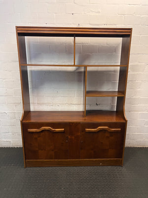 Mid-Century Style Wooden Wall Unit with Cupboard — Well Used Condition – main front view