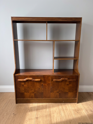 Mid-Century Style Wooden Wall Unit with Cupboard — Well Used Condition – styled product image