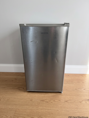Dixon Silver Bar Fridge — Working Well; Missing Lower Door Shelf – styled product image