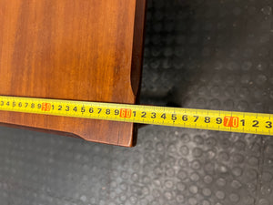 Square Wooden Side Table with Chamfered Edge — Well Used Condition – depth measurement