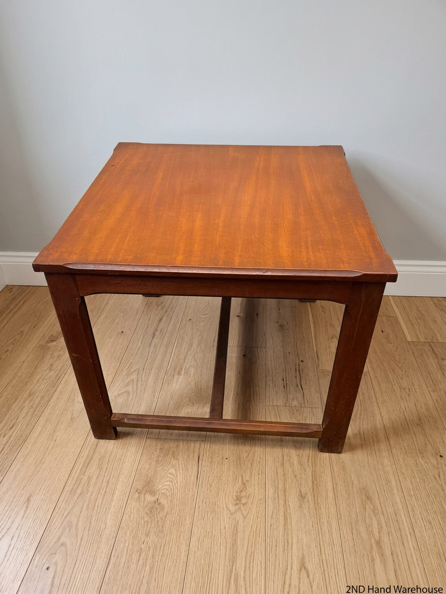 Square Wooden Side Table with Chamfered Edge — Well Used Condition – styled product image