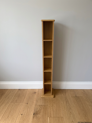 Slim Oak Finished CD Organiser Tower — Clean and Tidy Condition – styled product image