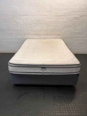 Grey Upholstered Queen Base Set — Used; Fair Condition (No Feet) – main front view