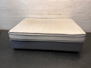 Grey Upholstered Queen Base Set — Used; Fair Condition (No Feet) – top view