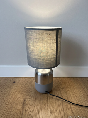 Modern Two-Tone Metallic and Grey Table Lamp — Working Condition; Fair Physical State – styled product image
