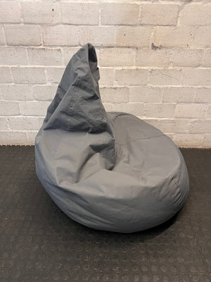 Grey Canvas Teardrop Bean Bag Lounge Chair — Fair Condition with General Wear – back view